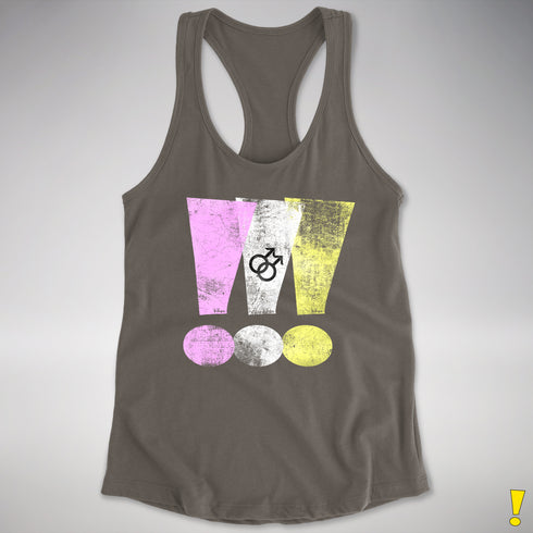 Twink Pride Grunge Exclamation Points Women's Racerback Tank - Dark Grey